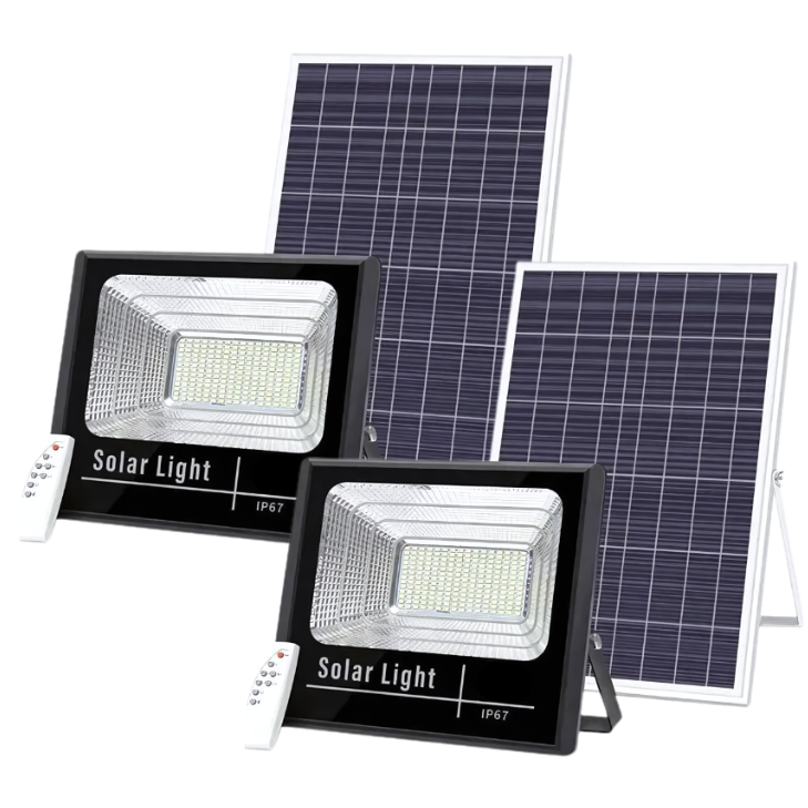 KIT 2 Refletor Holofote Led 60w Com Placa Solar E Controle em Oferta na Shopee