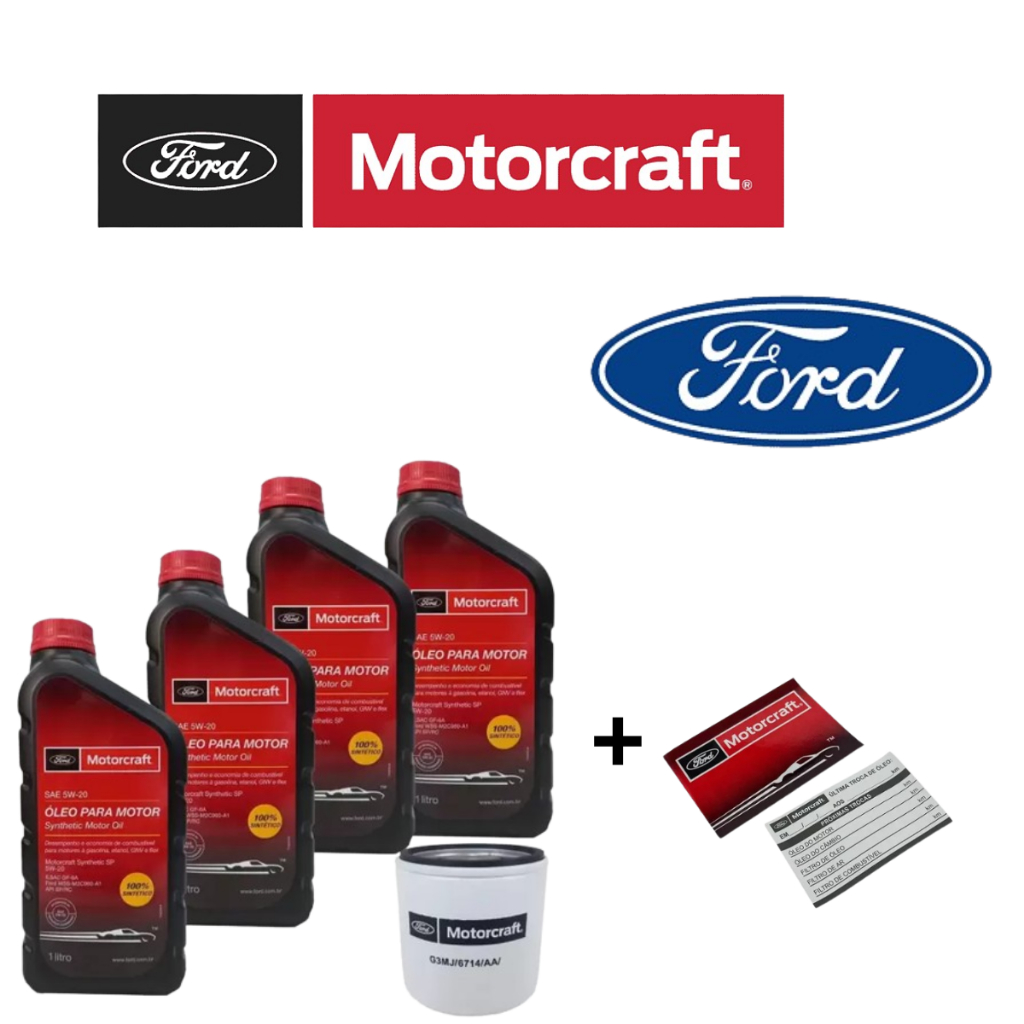 Kit 4 Litros e Filtro Oleo Revisão 5w20 Motorcraft Ford Ka Ecosport Original Ford