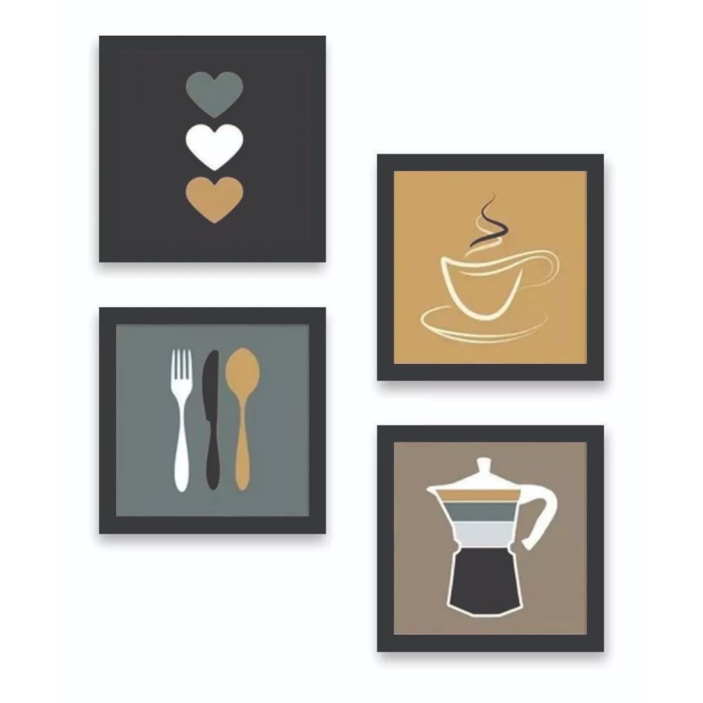 Quadro Decorativo Objetos Café Xícara Cozinha Cantina Copa em Oferta na Shopee