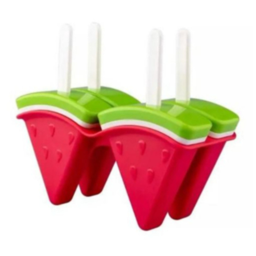 Forma para picolé, plástico Melancia/ 60ml/ Forma de picolé Kit com 4 compartimentos