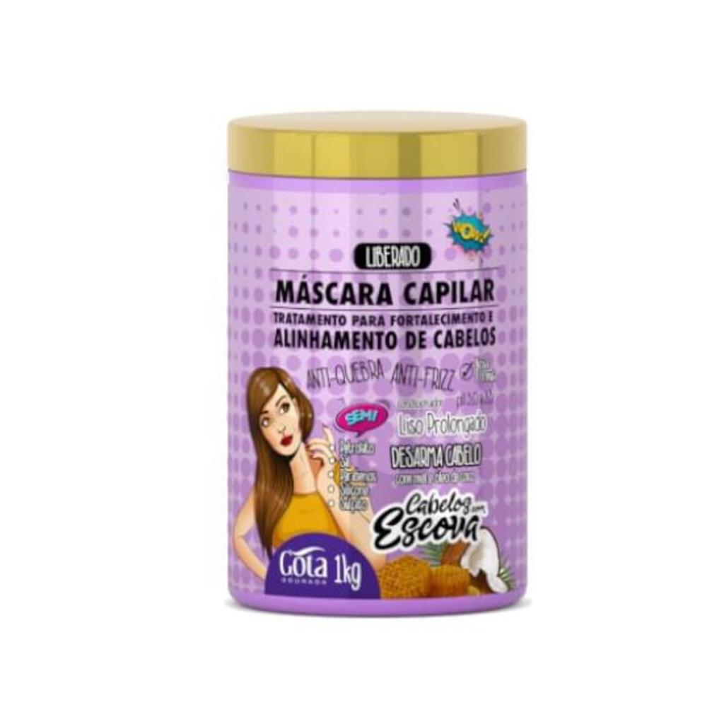 Creme de tratamento gota dourada fortalecimento de cabelos com escova 1kg.