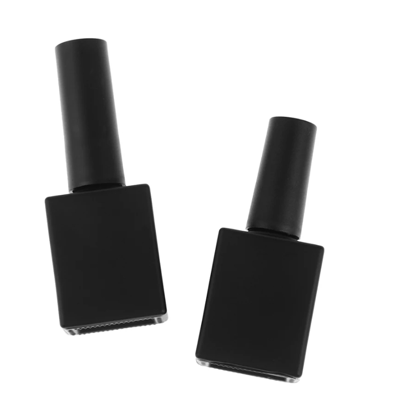 Kit Vidro Esmalte em Gel  Sache Refil Top coat Gel base frasco Pote quadrado Com tampa e Pincel Preto
