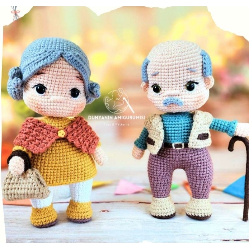 Casal vovô/ bonecos personalizados/ bonecos amigurumi/ boneco vovô/ boneco vovó