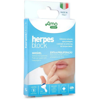 Adesivos Naturais Herpes Block labial Amo Farma 5und adesivo invisível disfarça evita proliferação