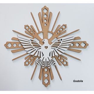 Divino Espírito Santo em MDF cru e branco 15cm em Oferta na Shopee