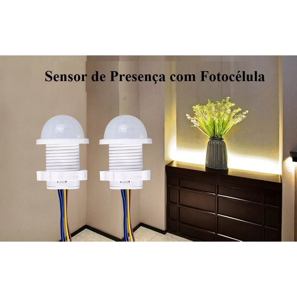 Sensor De Presença Com Fotocélula(capta movimento somente no escuro), Para Luminária, 110-220v