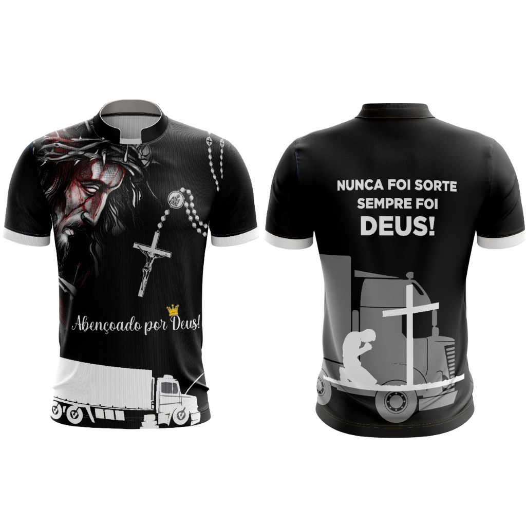 Camiseta Caminhoneiro Abençoado Masculina Estampada Camisa Religiosa Fé em Deus Proteção em Oferta na Shopee
