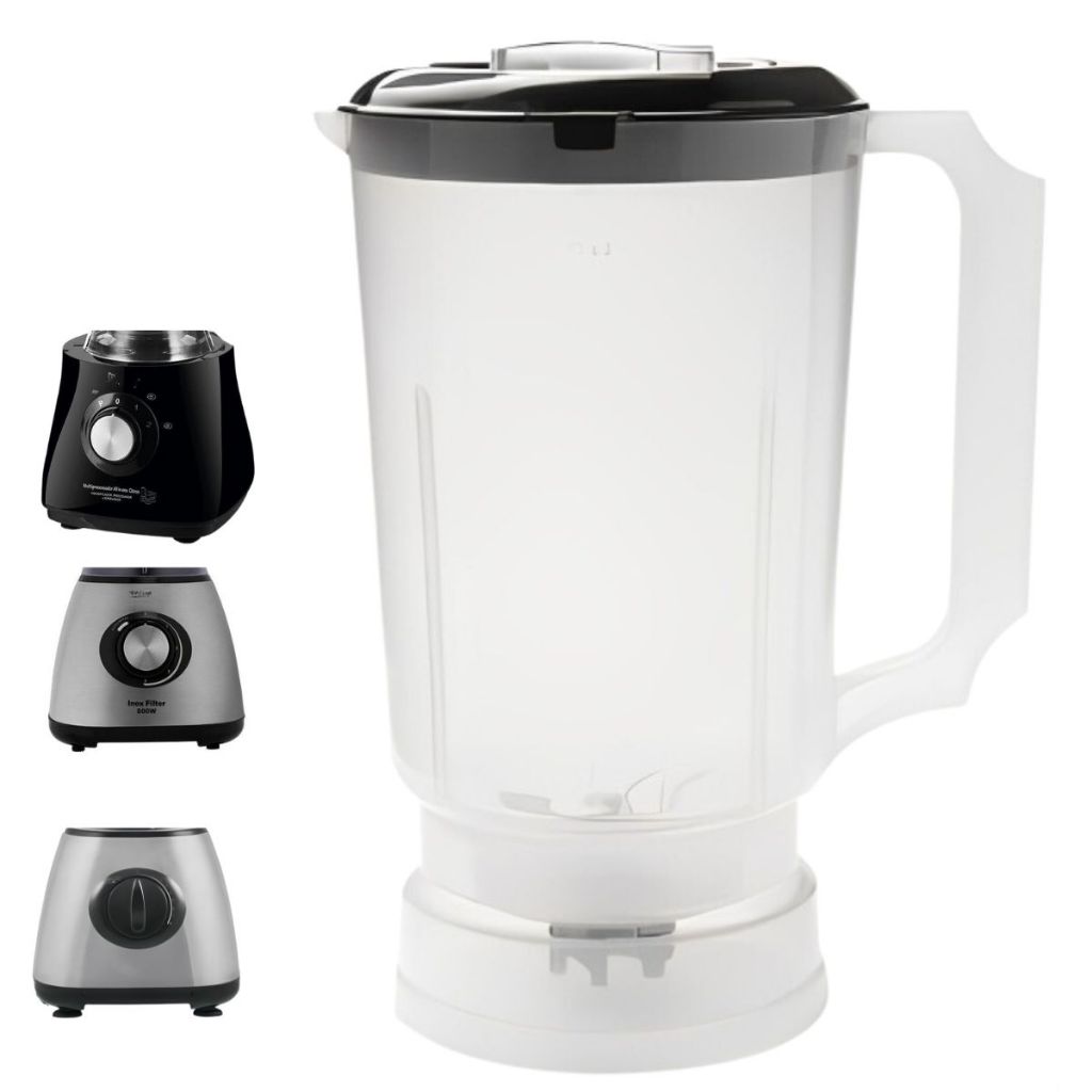 Copo Translúcido Compatível All In One PR2 Inox 430 Fliter Com Tampa Preta 1,75 Litros