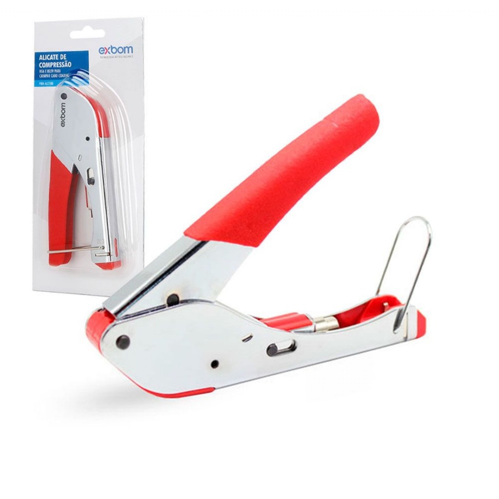 Alicate de Compressão RG6 e RG59 para Crimpar Cabo Coaxial‎ EXBOM FRM-ACC100 EXBOM em Oferta na Shopee