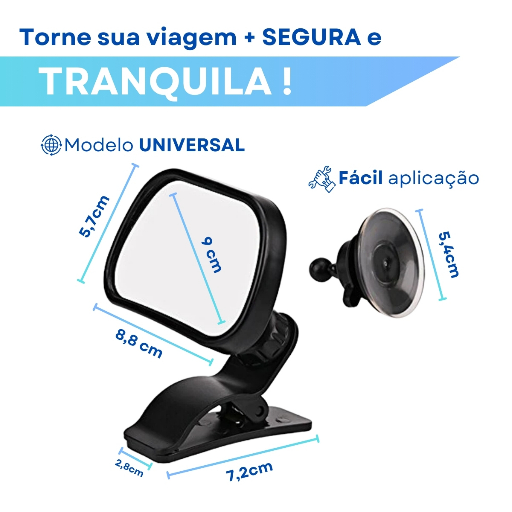 Espelho Retrovisor Para Carro Segurança Bebê a Bordo Seguro Universal Envio Imediato — imagem 2 de 2
