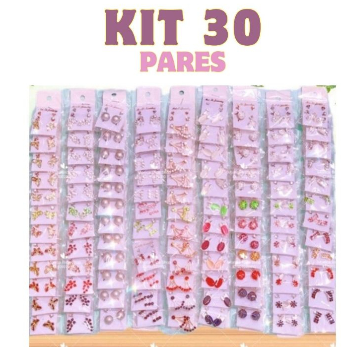 Kit 30 Pares de Brincos / 10 Cartelinhas com 3 Pares Cada a pronto entrega em Oferta na Shopee