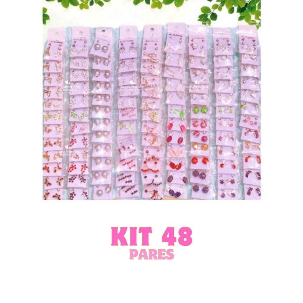 kit 48 pares Brincos Bijuteria -16 CARTELAS 3 Pares cada