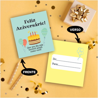 Mini Cartão aniversário | Mini tag feliz aniversário em Oferta na Shopee