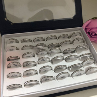 Kit 36 Unidades Anel em Aço inox prateado em strass /anel antialergico em Oferta na Shopee