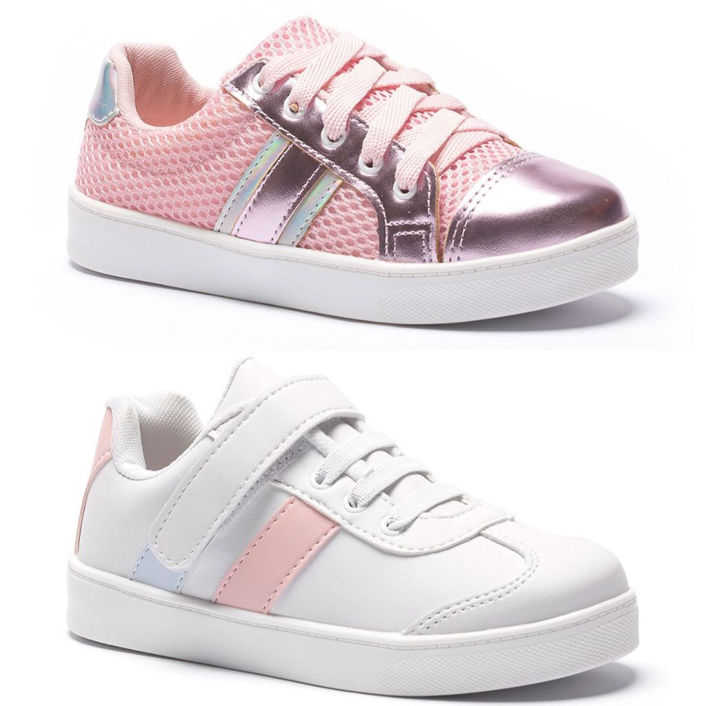 Kit 2 Pares Tênis Feminino Infantil Tininha Casual Ideal para Escola Confortavel