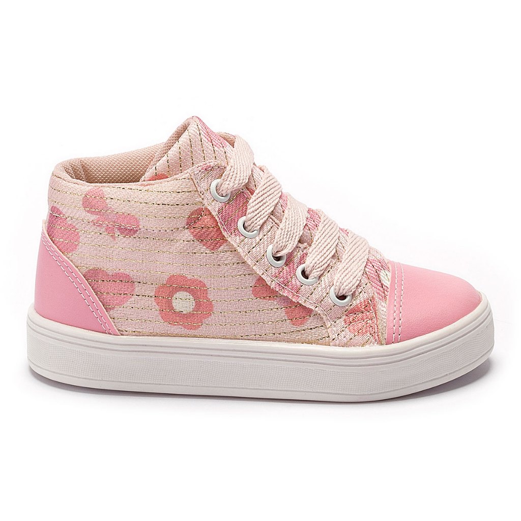 Tênis Infantil Feminino Cano Alto Tininha Macio Leve Confortável para Escola