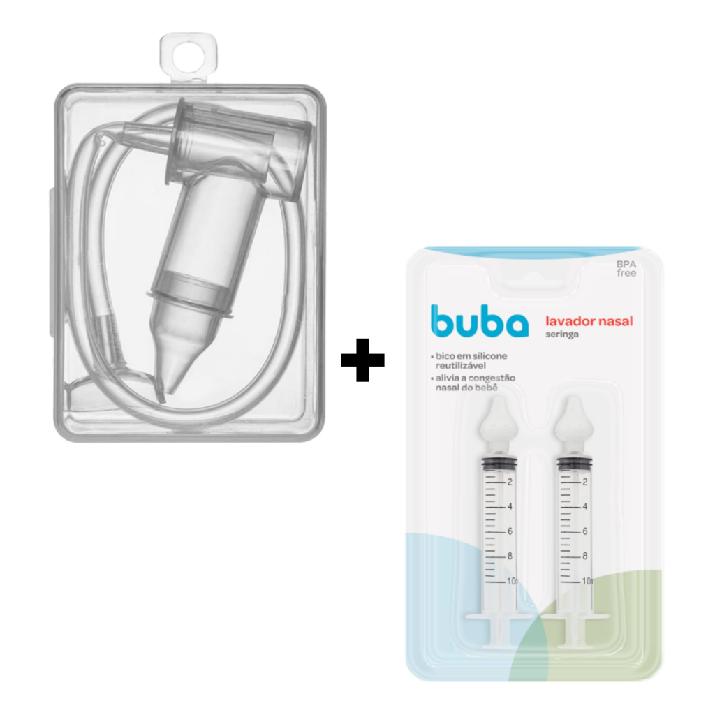 Kit 2 Seringas Lavagem Nasal Buba + Aspirador Nasal Infantil buba kit Higiênico Infantil Aspirador Nasal