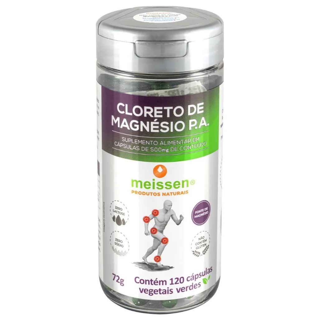 CLORETO DE MAGNÉSIO P.A 500MG 120 CÁPSULAS VEGETAIS VERDES MEISSEN em Oferta na Shopee