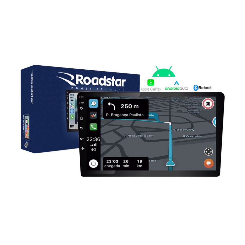 Multimídia Android 9 Pol Roadstar RS-915BR CarPlay 32GB Touch Bluetooth - Spare Parts and Accessories for Vehicles