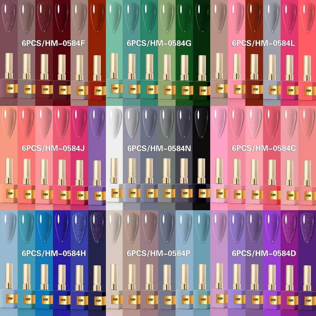 KIT 6 Esmalte Gel COM ANVISA  Led Uv Zem Nail Gel Soak Off Color Coat 15 ml Uv/Led Novas C...