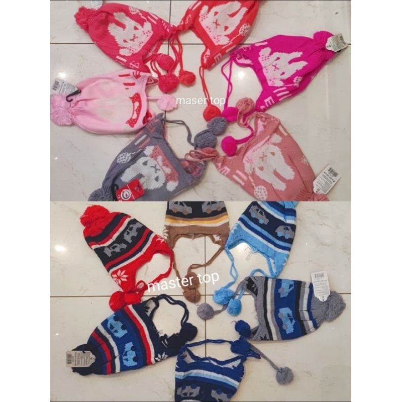 Kit 12 Touca Atacado de Bebê Infantil Gorro Peruano de Lã com protetor de Orelha Frio Inverno