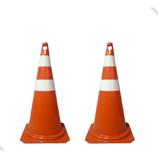 Kit 2 Cones de Sinalização 50cm PVC Rígido Laranja e Branco /Preto e Amarelo, Resistentes e Duráveis em Oferta na Shopee