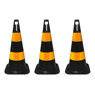 Kit 4 Cones de Sinalização 50cm PVC Rígido Laranja e Branco /Preto e Amarelo, Resistentes e Duráveis em Oferta na Shopee