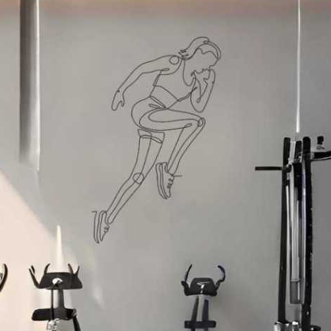 Quadro Decorativo Mulher Corredora Corrida MDF 3mm Aplique de Parede Vazado Academia Studio Fitness
