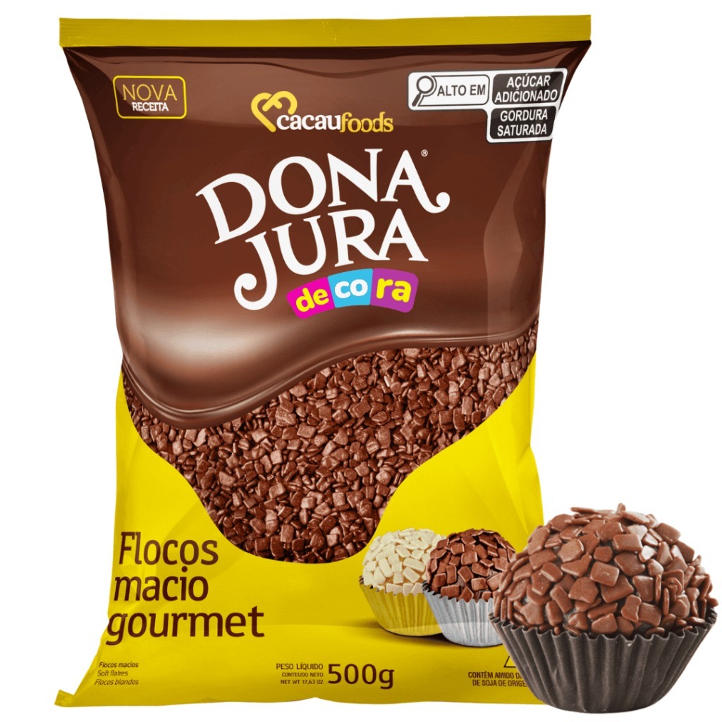Flocos Granulado Chocolate Gourmet 500g zero lactose e zero glutem Dona Jura- Cacau Foods em Oferta na Shopee