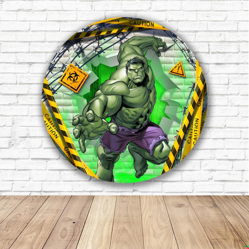 Capa Painel Redondo Temático Hulk Vingador Verde Cenário Fotográfico Fundo Festa Decoração Aniversario Helanca Sublimada em Oferta na Shopee
