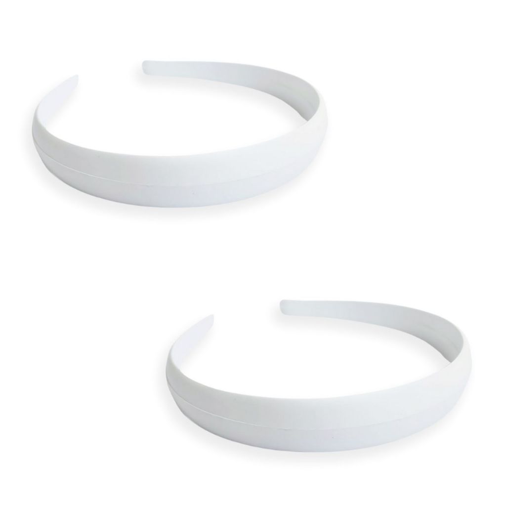 48 Tiara Arco Arquinho Plástico Forrar/Encapar/Costumizar Abaulada Lisa Branca - 20mm / 2cm