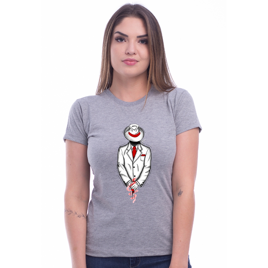 Baby Look Feminina de Algodão Zé Pilintra Malandragem T-shirt Estampada