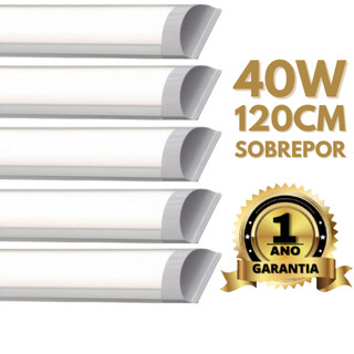 Kit 5 Luminária Led Sobrepor Slim 36W 40W 120cm Linear 6500K Branco Frio e 4000K Branco Neutro Bivolt