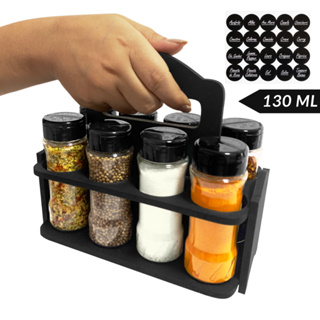 Potes Tempero Tampa Dupla com 1 Suporte Madeira para Condimentos Tempero Cozinha com Etiquetas em Oferta na Shopee