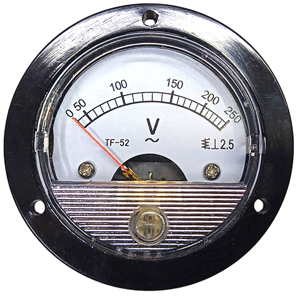 Voltímetro Analógico 52mm Redondo Medição Direta 0 até 250v Corrente Alternada em Oferta na Shopee