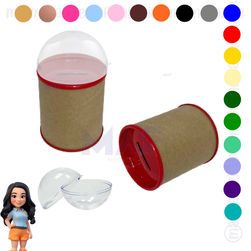 Kit 10 Mini Cofrinho 6x7 + 10 MEIA Esfera Bola Acrilica 6,5cm Lembrancinha Luxo Cofre Festa Aniver