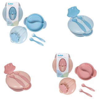 Kit Refeição Com Ventosa, Bowl Com Divisória Removível Tampa e Talheres Colher e Garfo - Buba em Oferta na Shopee
