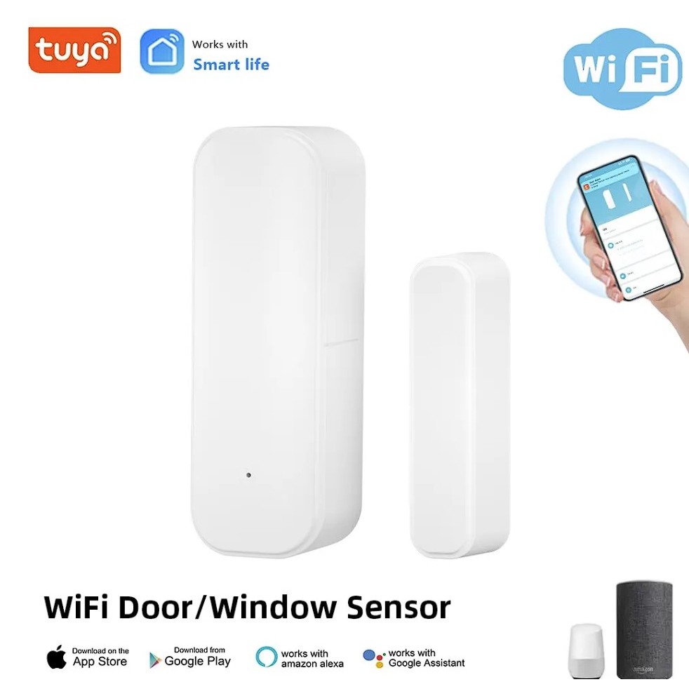 Sensor Inteligente Abertura Porta Janela Tuya WiFi ou Zigbee 3.0 Alarme Segurança Alexa Google Home