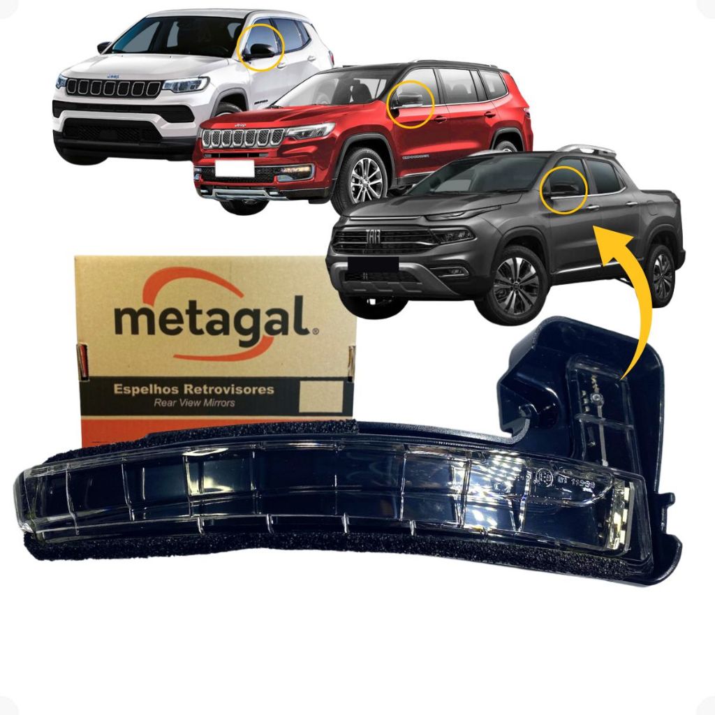 Pisca seta retrovisor Jeep Compass Commander Fiat Toro esquerdo 2017 2018 2019 2020 2021 2022 2023
