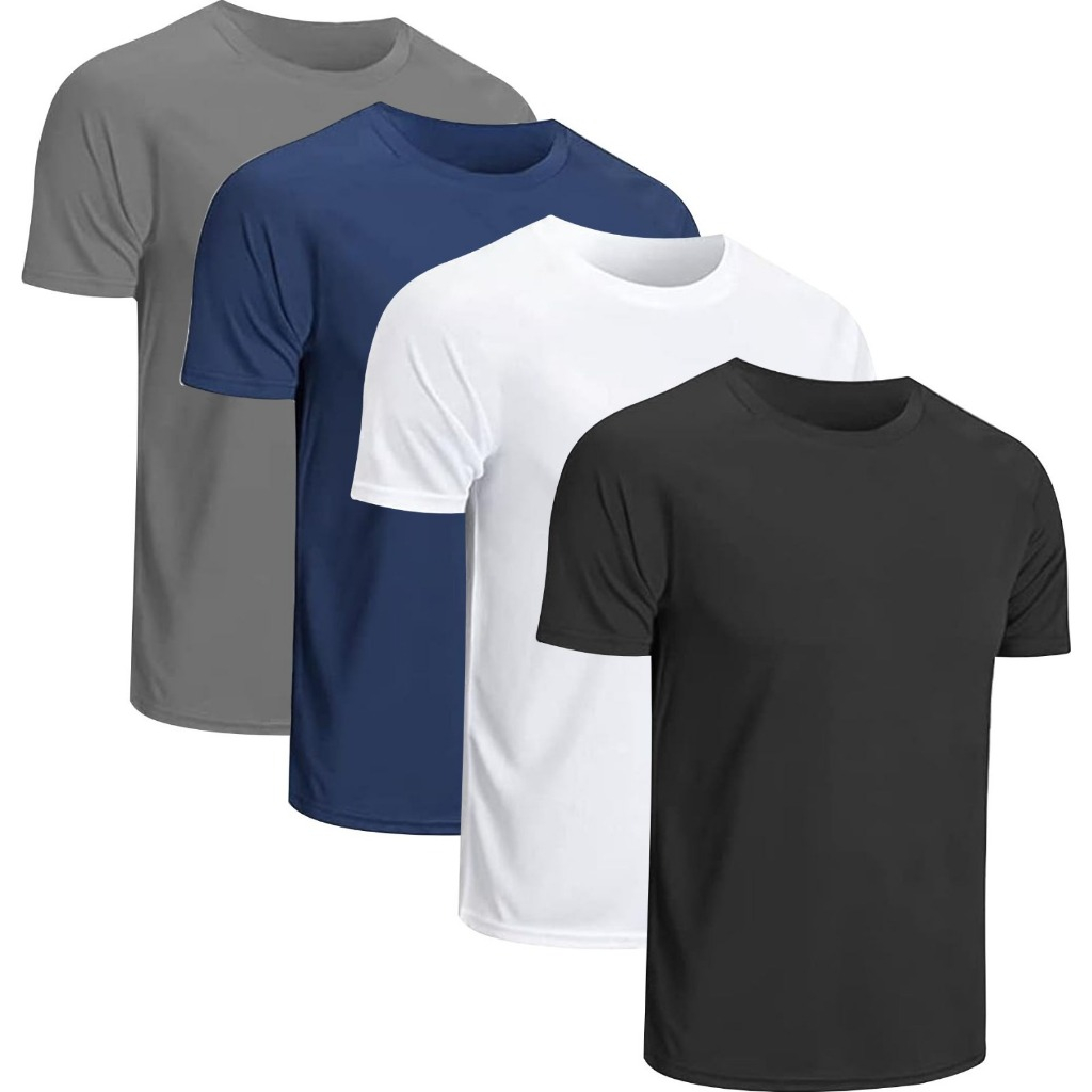 Kit 4 Camisetas Dry Fit Masculina Lisa - Casual - Treino - Academia - Esportes - Corrida