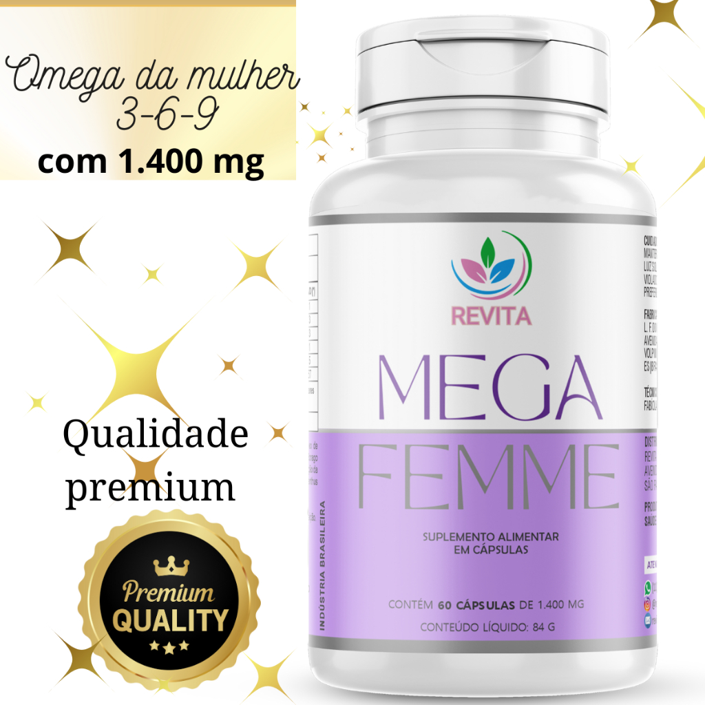 Omega mulher 3 6 9 1400 mg  60 Capsulas  Oleo de primula Oleo de linhaça Oleo de borragem vitamina E