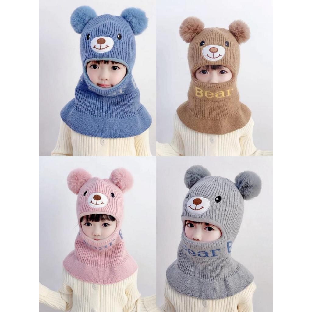 Gorro Proteger Pescoço Urso Desenhos Animados À Prova de Vento Forrado Por Dentro Inverno 2a7Anos Infantil