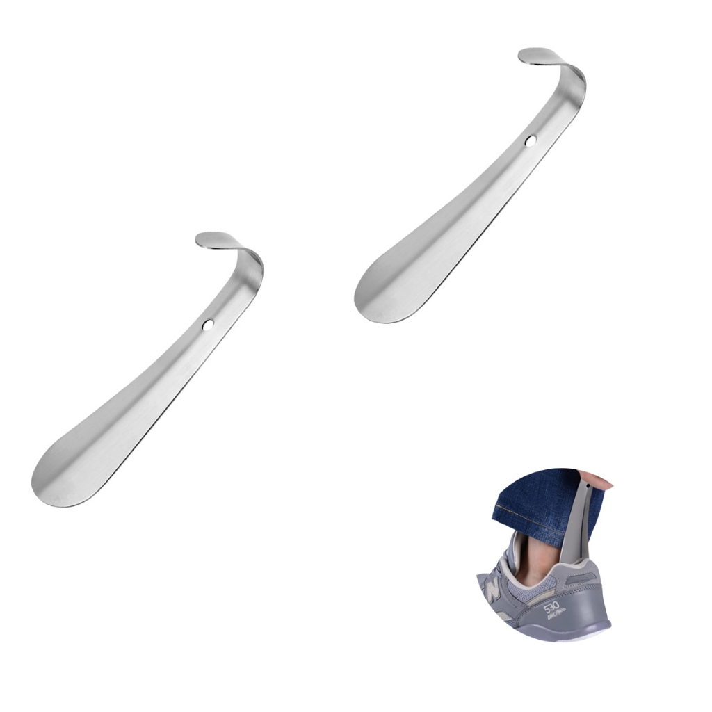 Kit 2 Portátil Calçadeira De Sapatos Aço Inox 15cm Viagem