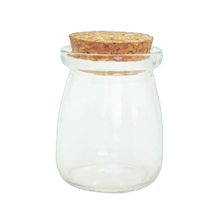 Potinho de Vidro Tampa de Rolha - 100ml  - 01 unidade - Rizzo Embalagens