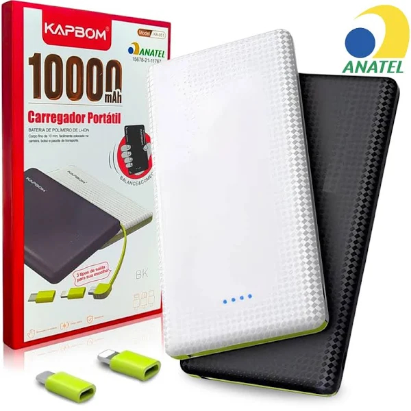 Carregador Portátil Powerbank 10.000 Mah Turbo Orignal KAPBOM