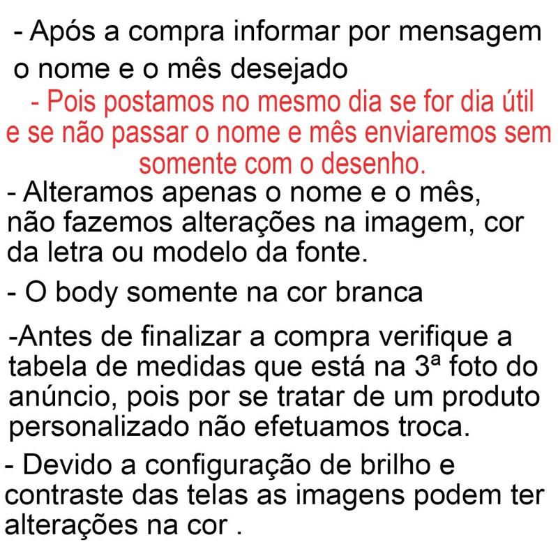 BODY BEBÊ LEÃO LEÃOZINHO NOME MÊS DESEJADO 547A regras na 3 foto — imagem 2 de 2