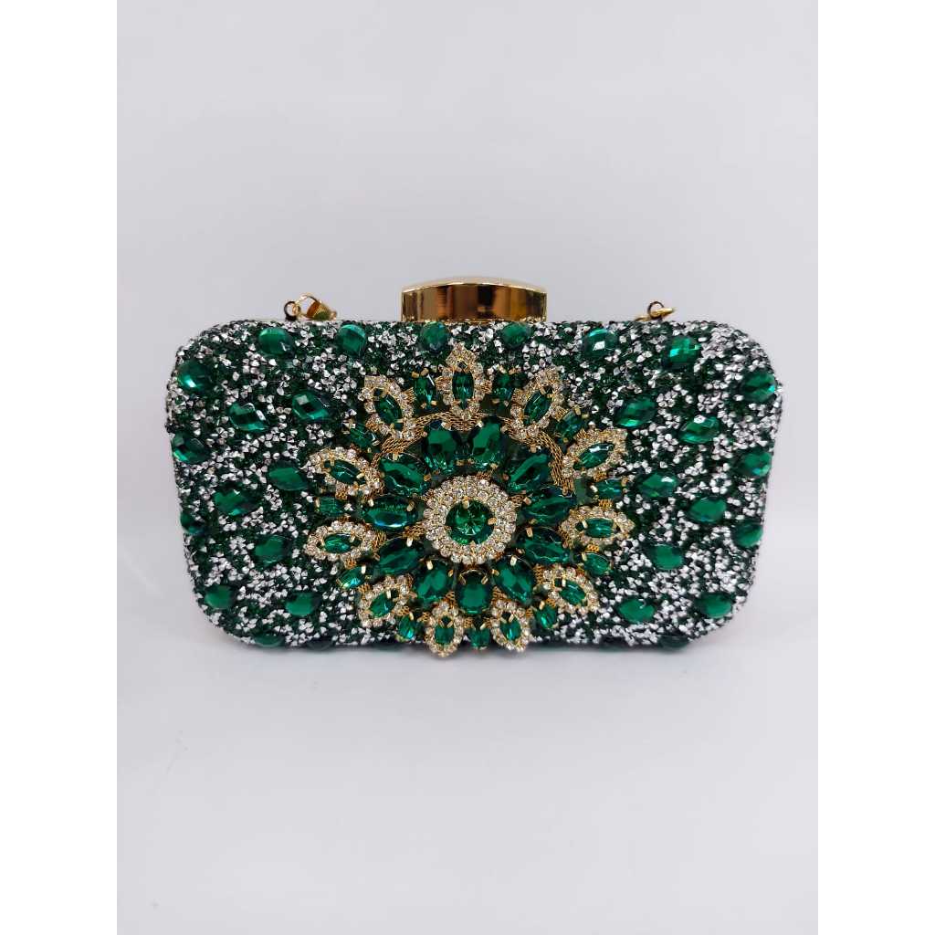 Bolsa Clutch de Strass e Pedrinhas Brilhantes Flor em Oferta na Shopee