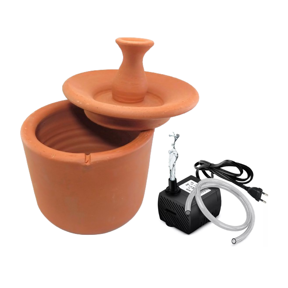 fonte de água para gatos bebedouro gato grande de barro cerâmica artesanal 2litros com bomba