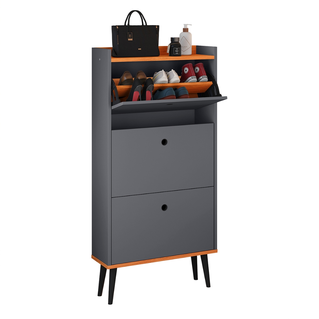 Sapateira Vertical Porta Sapatos Retrô 3 Gavetas Dark - RPM Móveis
