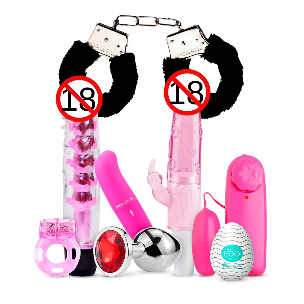 Kit Bullet+Vibrador Personal+Vibrador Coelho+Vibrador Golfinho+Algema+Plug anal+Ovo+Anel peniano em Oferta na Shopee